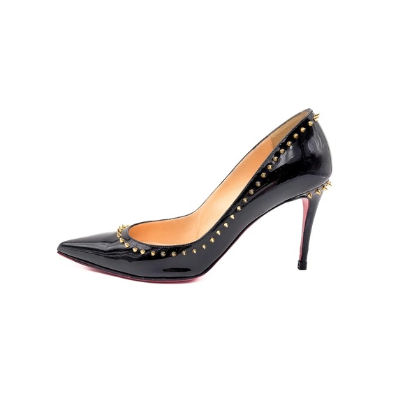 Christian Louboutin Black Patent Leather Spike Anjalina 85 Pumps EU 37.5 - Picture 3 of 8